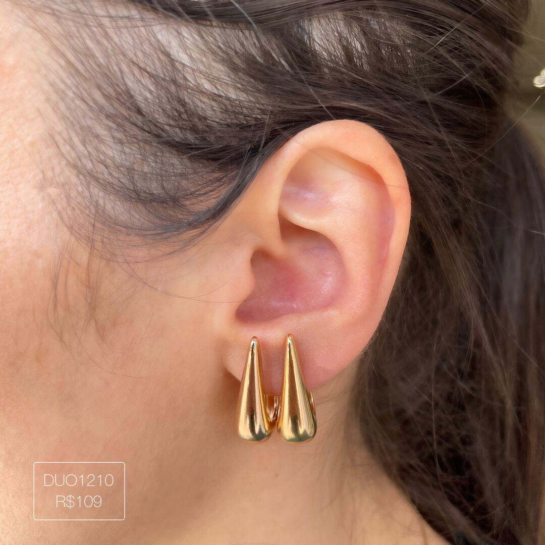 Duo Gota Luxo Lisa Dourado